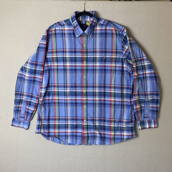 Ralph Lauren Other - Ralph Lauren Shirt Mens XXL Blue Plaid Classic Fit Flesh Pony Preppy Career